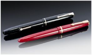 Two Fountain Pens. Conway Stewart 75 and Parker Slimfold. Both with 14 ct gold nibs.