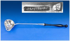 French/Paris 19th Century Fine Silver Ladle with ebony handle. Makers mark Combault 1840-1860.