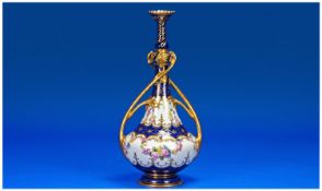 Royal Crown Derby Two Handled Entwined Floral Specimen Vase, date 1903. 11 inches high.
