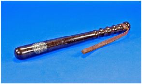 WW1 Truncheon With Engraved Silver Presentation Plaque Which Reads ``City Of Bath S.W. Baster