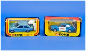 2 Boxed Corgi Ford Escorts, Police & Europe
