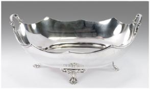 Art Deco/Style Silver - Good Quality Two Handled - Wavy Edged Splay Footed Bowl. 4.25 inches high.