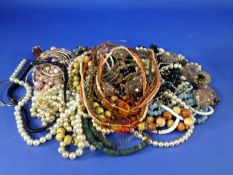 Box of Assorted Costume Jewellery mainly comprising assorted beaded necklaces, bangles and