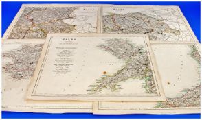 5 Welsh Maps By Becker C1840. original colour.
