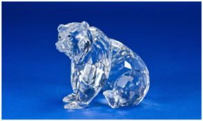 Swarovski Crystal Figure Signed `Grizzly` Large Bear with jet eyes. Number 243 880/2433880/7637 000