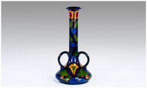 Morrisware Signed G Cartlidge Two Handled Stem Vase. 8.25`` in height
