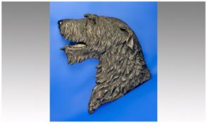 Patsi Ann Large Wall Sculpture, Dogs Head, Irish Wolfhand. 18 inches high.