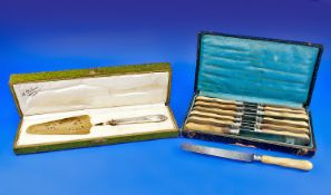 French 12 Piece Knife Set,  Marked To Blades T.D of Paris. Complete In original Fitted Case.