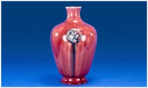 W. Moorcroft Signed Flamminian Ware Ruby Lustre Vase Decorated with Foliate Roundels c. 1905.