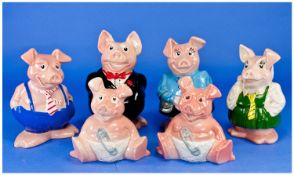 Family Of Wade Natwest Pigs, Six In Total All With Stoppers.