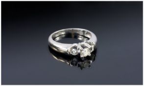 18ct White Gold Diamond Ring, Set With Three Round Brilliant Cut Diamonds, Fully Hallmarked,