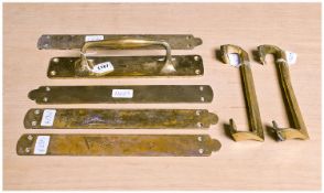 Small Collection of Brass Door Handles and Plates, 7 pieces in total.