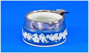 Wedgwood Silver Banded Small Ashtray/Tobacco Jar. Hallmark Chester 1922. 2`` in height, 3`` in