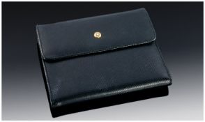 Mont Blanc Quality Black Leather Purse/Wallet, money and cards with red leather interior. 4 by 5