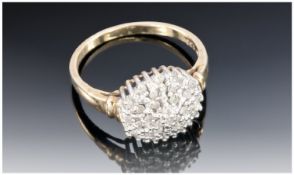 9ct Gold Diamond Cluster Ring, Set With Round Modern Cut Diamonds, Estimated Diamond Weight .33ct,