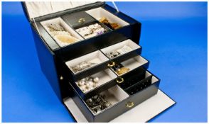 Jewellery Box Containing A Collection Of Costume Jewellery, Comprising Bracelets, Earrings,