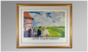 Golfing Interest. Kenneth Reed Framed Signed Print. `130 th Open Championship. Played Over the