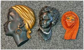 Three Ladies Heads Wall Plaques.