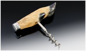 Early 20th Century Deer - Foot and Chrome Corkskrew 5 1/2 inches in length.