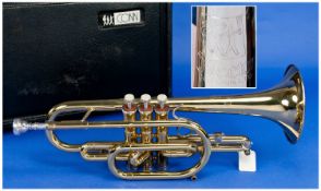 C.G Con Director Brass Laquer Trumpet with Silver Played Buescher Mouthpiece. Seial Num 201116