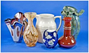 Collection of Six Various Vases and Jugs including Italian style baluster shaped vase, Lustre Vase,