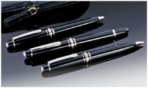 Mont Blanc Mozart Meisterstuck Top Quality Set of Three  Pens comprising fountain pen, 14K gold
