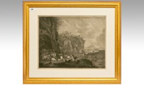 French Late 18th Century Engraving Title `Le Repos Du Berger` engraved by Charpentier. Original