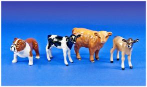 Beswick Collection of Farm Animals, (4) in total, comprises Charolais Calf, model no 1827. Friesan