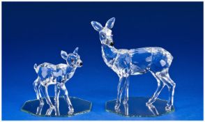 Swarovski Crystal Figures 2 in total. 1. Fawn 7608 000 002, 2.5`` in height. 2. `Deer` Figurine