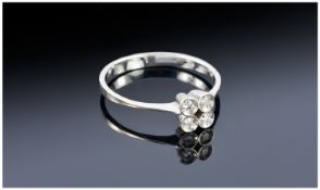 14ct White Gold Diamond Ring, Set With Four Round Cut Diamonds. Stamped 585, Ring Size M½