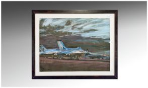 Pamela Drew 1958 Nairobi Airport Pastel 19 inches x 14 inches. Signed and dated 1955 lower left.