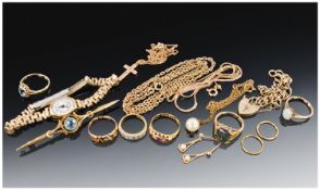 Collection Of 9ct Gold Jewellery, Comprising Dress Rings, Chains, Bracelets etc Gross Weight 28