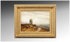 McLachlan (19th Century) Windmill & Figures Before An Extensive Landscape. Oin on canvas, 9 5/