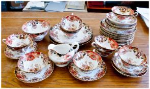 Late Victorian Part Teaset comprising assorted cups, saucers,  sugar bowl, sandwich plates and side