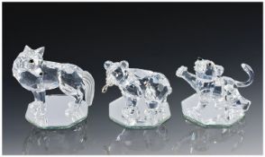 Swarovski Crystal Animal Figures, (3) in total. 1. Grizzly Cub, Designer Heinz Tavertshofer, no.