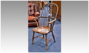 Late 18th / Early 19th Century Windsor Armchair, the hooped back in willow, with a wheel pierced