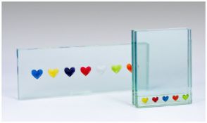 A Glass Heart Multi-Coloured Decorated Photoframe. 5`` in height, plus a glass heart, multi-
