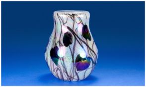 John Ditchfield Signed Fine Quality Iridescent Vase `Water Lily` Pattern. 7.75`` in height.