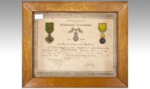 Two Framed WW1 French Medals
