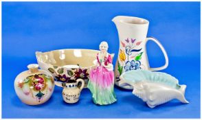 Small Collection of Ceramics, including Poole pottery jug, matching bowl, figure, studio pottery,