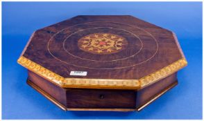 Large Octagonal Inlaid Box, originally the upper half of a Victorian ladies work table, the centre