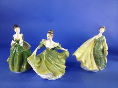 Collection Of 3 Royal Doulton Figures, `Lynne` HN 2329, 7`` in height, `Fleur` HN 2368, 7.75`` in
