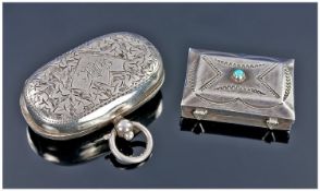 Silver Double Sovereign Case, Hallmarked For Birmingham n 1`912. Hinge Broken. Together With A