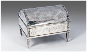 Edwardian Fine Silver Ring and Jewellery Box/Casket in the form of a partners roll top desk. Floral