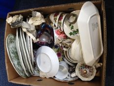 Box of Assorted Ceramics, including Wedgwood, Burslem, etc.