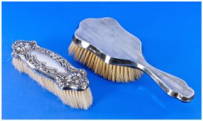 Art Nouveau Silver Backed Fine Bristle Hair Brush, hallmark Birmingham 1906. 7 inches in length