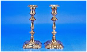 Edwardian Pair Of Silver Candlesticks in the classical style. Hallmark Sheffield 1906 with