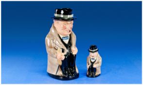 Royal Doulton Toby Jugs, 2 in total, `Winston Churchill` D6171 Large, 9`` in Height Issued 1941-