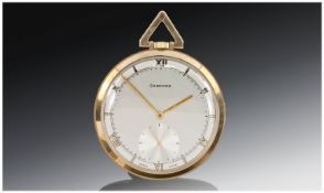Garrard & Co. 9ct Gold Open Faced Pocket Watch, Silvered Dial With Roman & Baton Gilt Numerals,
