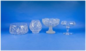 Collection of Good Quality Glass Ware comprising bon bon dish with frosted glass base, fruit
